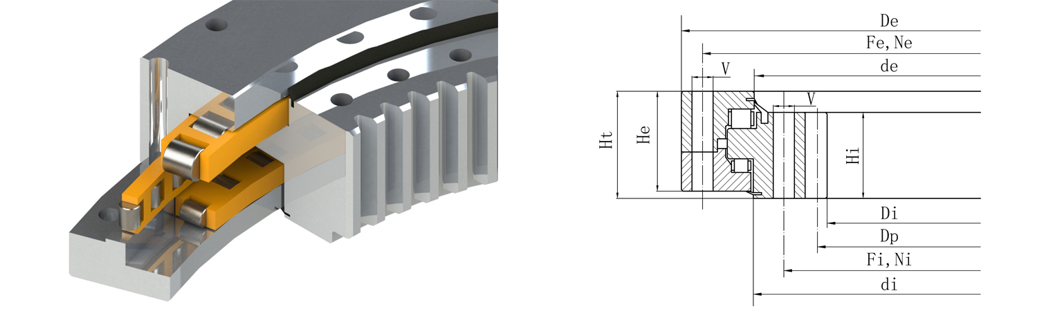 內齒式三排圓柱滾子轉盤軸承
